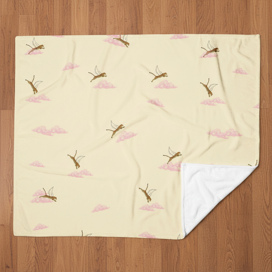 Cream Leopard~ Hypoallergenic Wildlife Throw Blanket flat