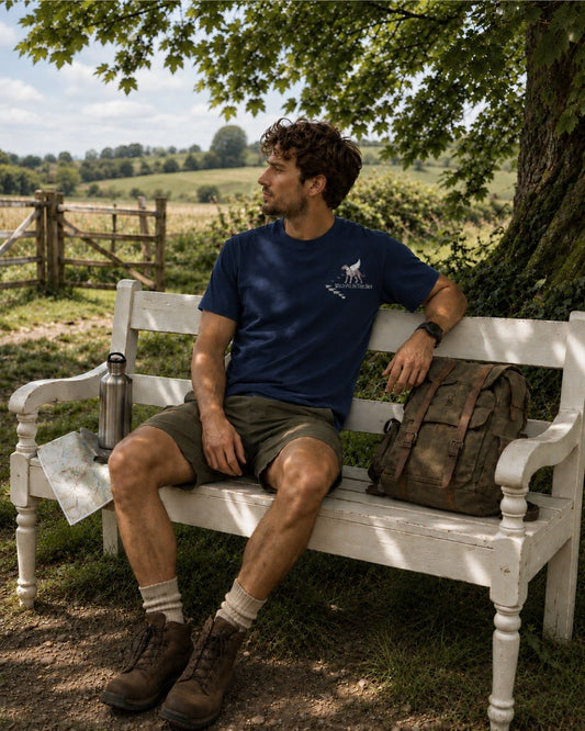 Oversized navy organic cotton unisex wildlife t-shirt featuring small leopard chest graphic