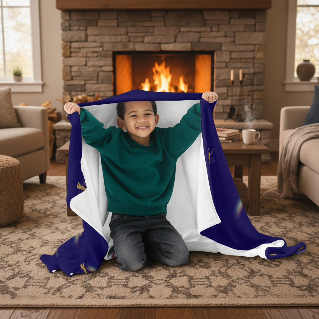 Navy Leopard~ Hypoallergenic Wildlife Throw Blanket Kid