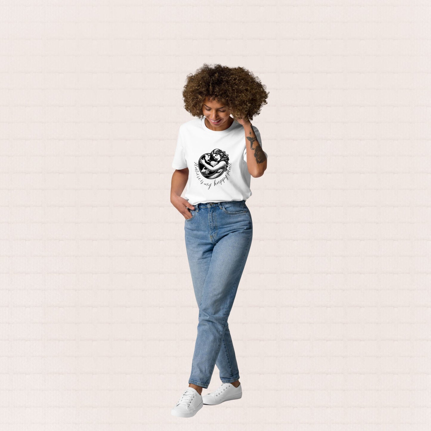 Unisex organic cotton nature inspired t-shirt with mother nature design – sustainable clothing UK
