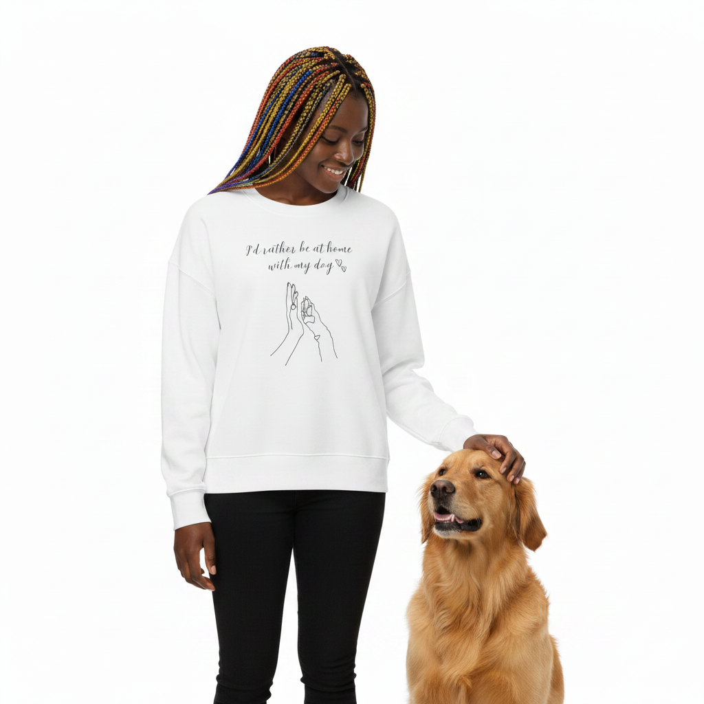 White Women’s Organic Wildlife Sweatshirt with leafy warrior design