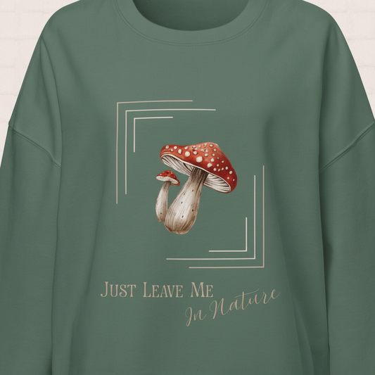 Womens organic cotton nature sweatshirt with mushroom design – sustainable clothing UK