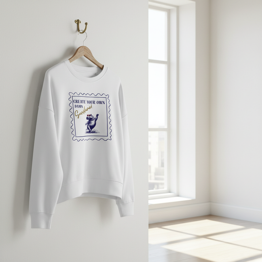 Womens organic cotton wildlife sweatshirt with hippo design – sustainable clothing UK