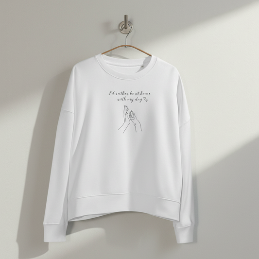 Womens organic cotton nature sweatshirt with dog lover design – sustainable clothing UK