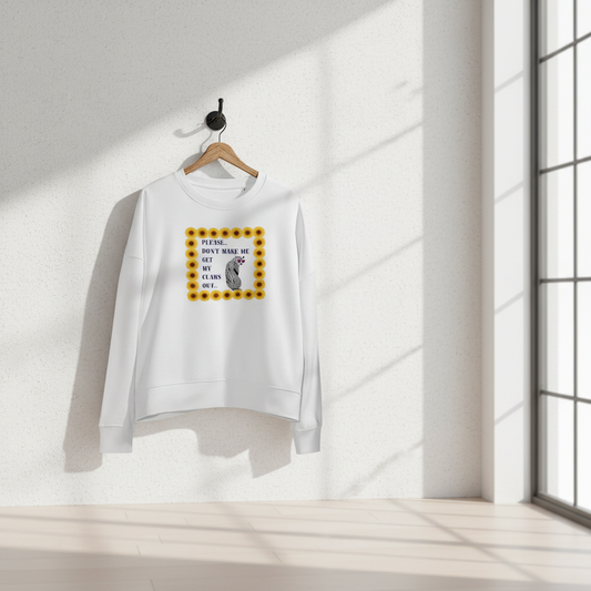 Womens organic cotton wildlife sweatshirt with sassy leopard design – sustainable clothing UK