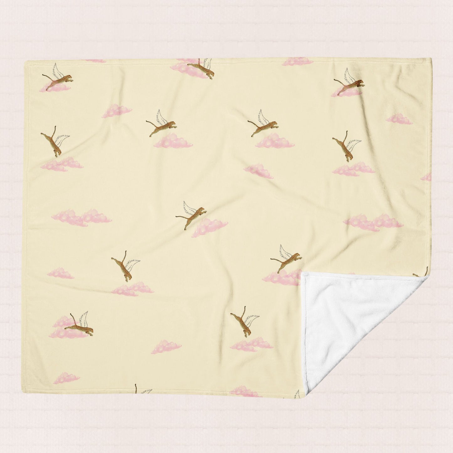 Cream & Pink Hypoallergenic Throw Blanket