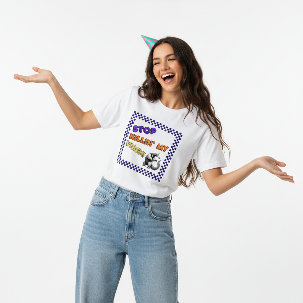 Unisex organic cotton wildlife t-shirt with ardvark design – eco friendly clothing UK