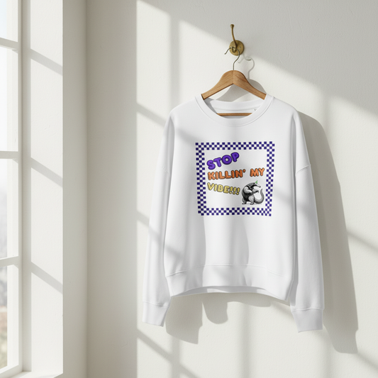 Women’s Organic Wildlife Sweatshirt with dancing aardvark design