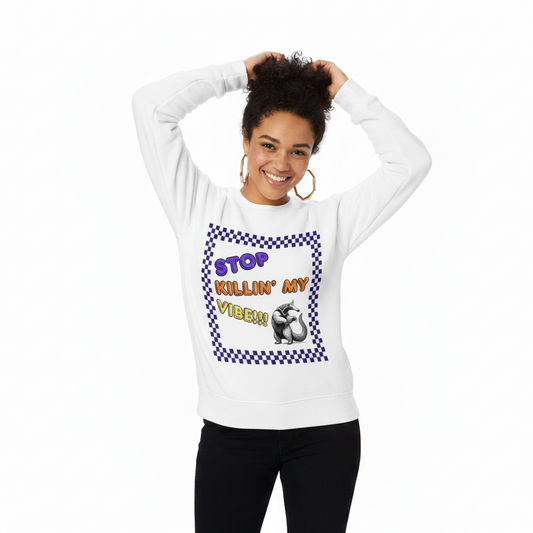 Women’s Organic Wildlife Sweatshirt with dancing aardvark design