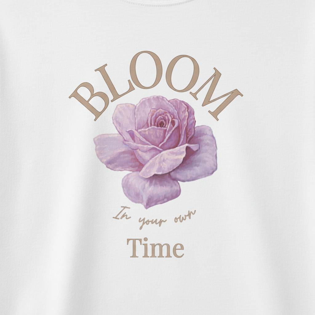 Oversized white organic cotton unisex wildlife t-shirt featuring flower chest graphic