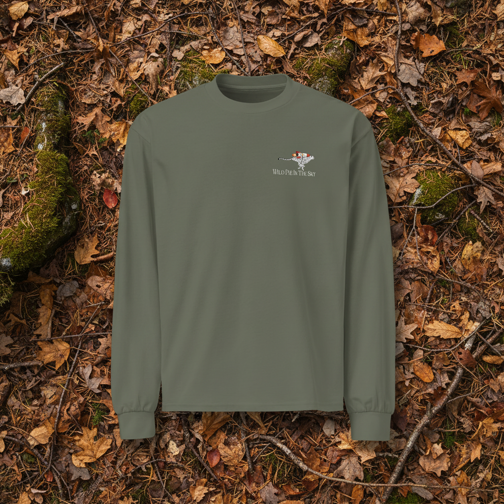 Cypress green cotton long sleeve wildlife t-shirt featuring small cheetah chest graphic