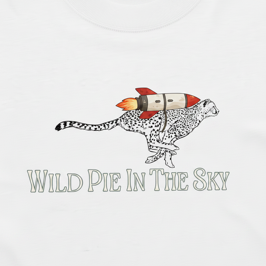 White cotton long sleeve wildlife t-shirt featuring small cheetah chest graphic