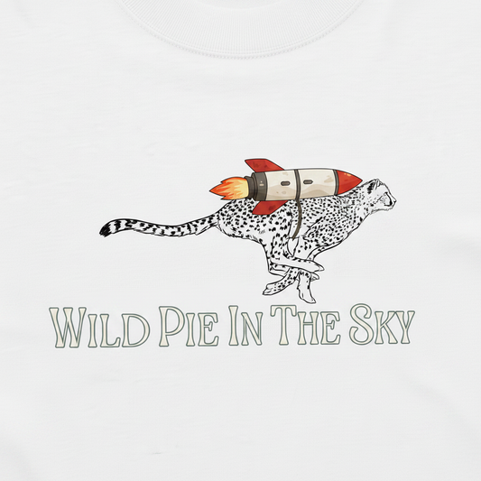 White cotton long sleeve wildlife t-shirt featuring small cheetah chest graphic