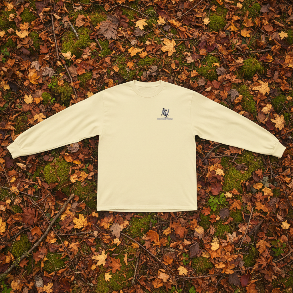 Butter yellow cotton long sleeve wildlife t-shirt featuring small hippo chest graphic