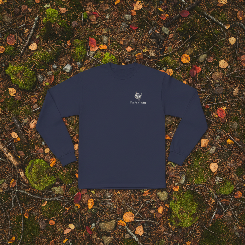 Navy cotton long sleeve wildlife t-shirt featuring small hippo chest graphic