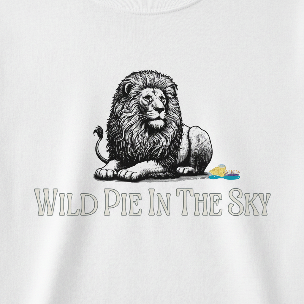 White cotton long sleeve wildlife t-shirt featuring small lion chest graphic