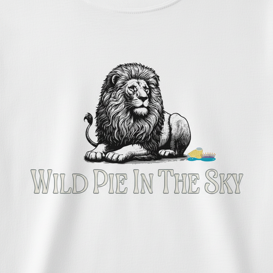 White cotton long sleeve wildlife t-shirt featuring small lion chest graphic