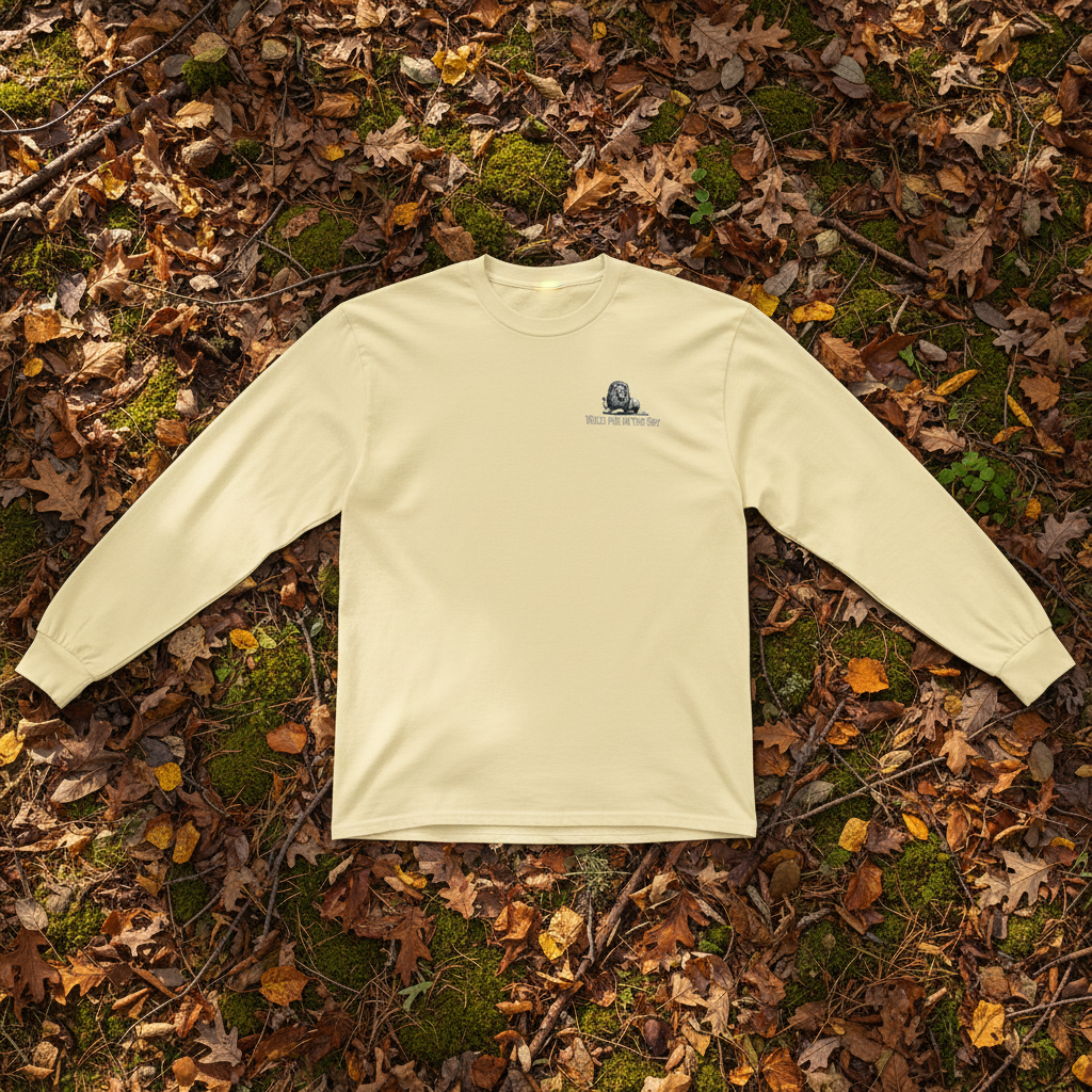 Butter yellow cotton long sleeve wildlife t-shirt featuring small lion chest graphic