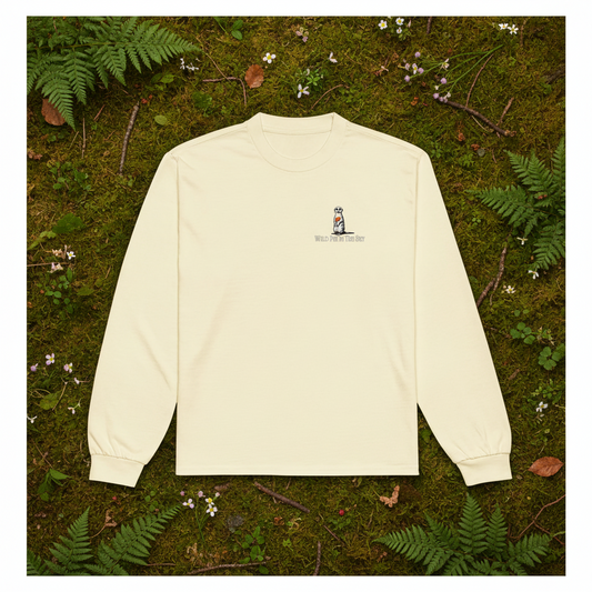 Butter cotton long sleeve wildlife T shirt featuring small  meekat chest graphic