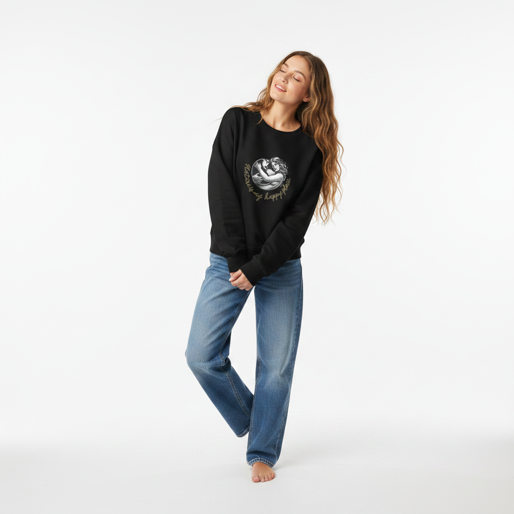 Black Women’s Organic Wildlife Sweatshirt with Mother Nature design
