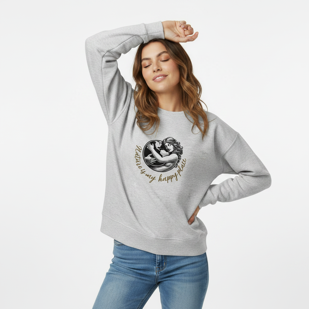Grey Women’s Organic Wildlife Sweatshirt with Mother Nature design