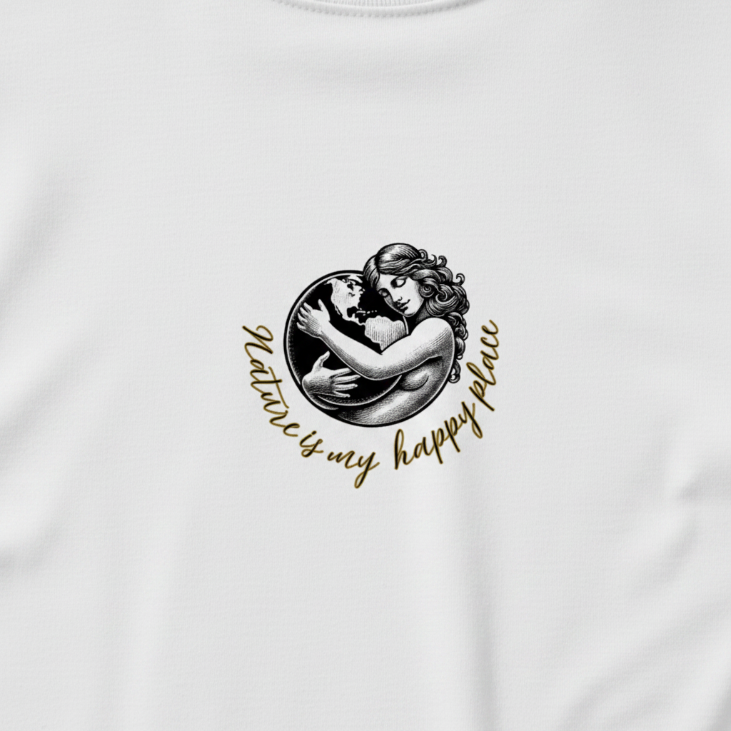 Oversized white organic cotton unisex wildlife t-shirt featuring small  mother nature chest graphic