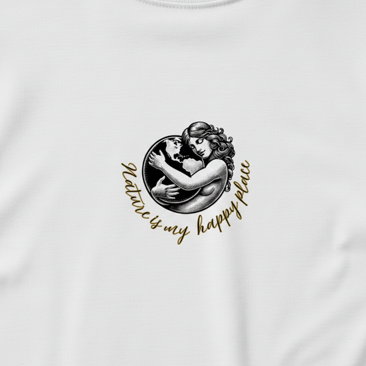 Oversized white organic cotton unisex wildlife t-shirt featuring small  mother nature chest graphic