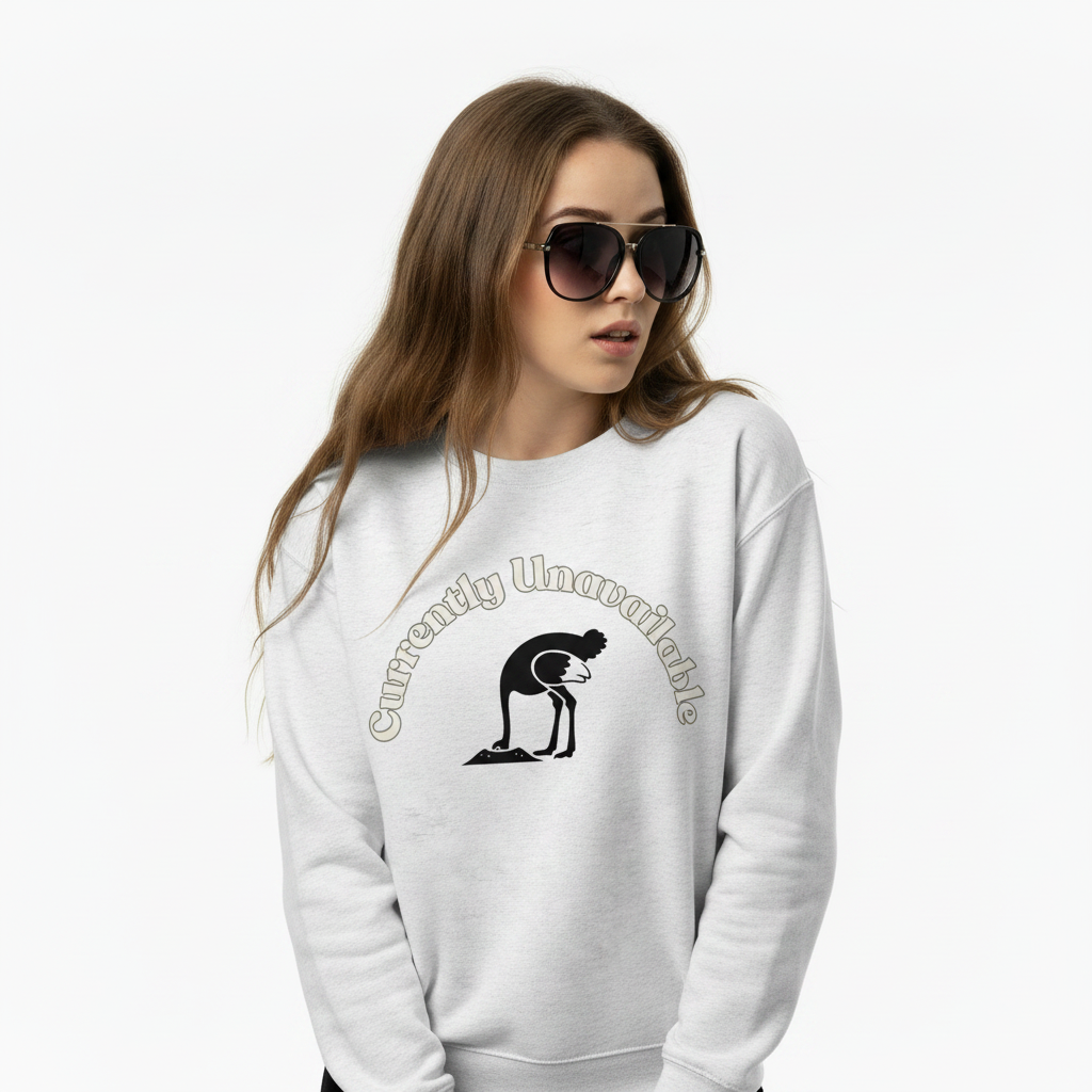 Grey Womens organic cotton wildlife sweatshirt with ostrich design – sustainable clothing UK