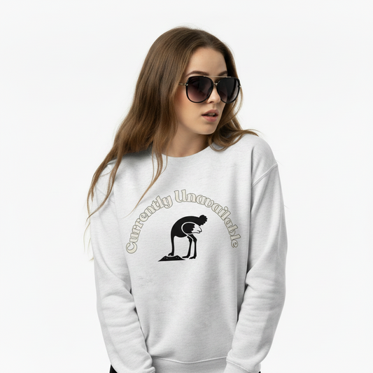 Grey Womens organic cotton wildlife sweatshirt with ostrich design – sustainable clothing UK