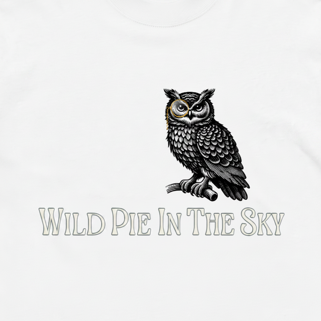 White cotton long sleeve wildlife t-shirt featuring small owl chest graphic