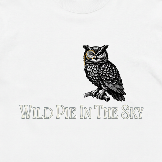 White cotton long sleeve wildlife t-shirt featuring small owl chest graphic