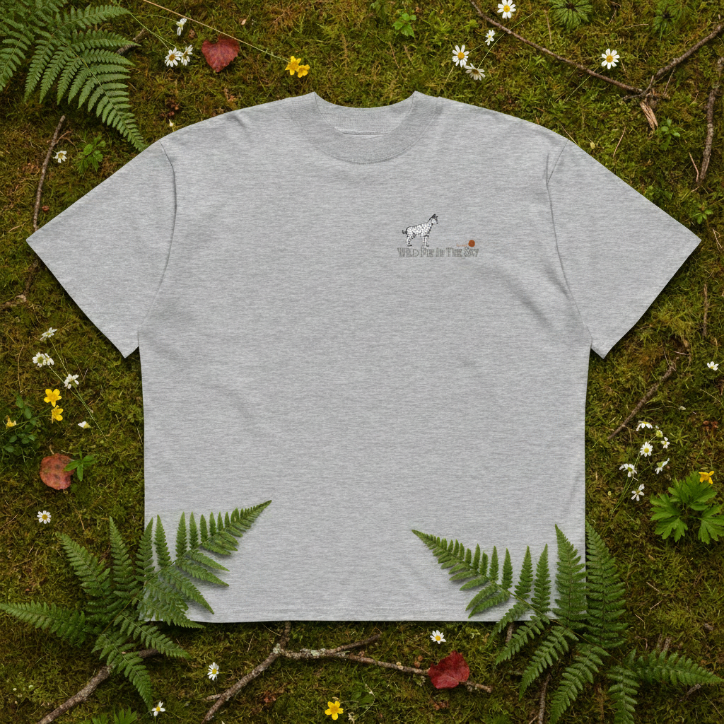 Oversized white organic cotton unisex wildlife t-shirt featuring small  serval cat chest graphic