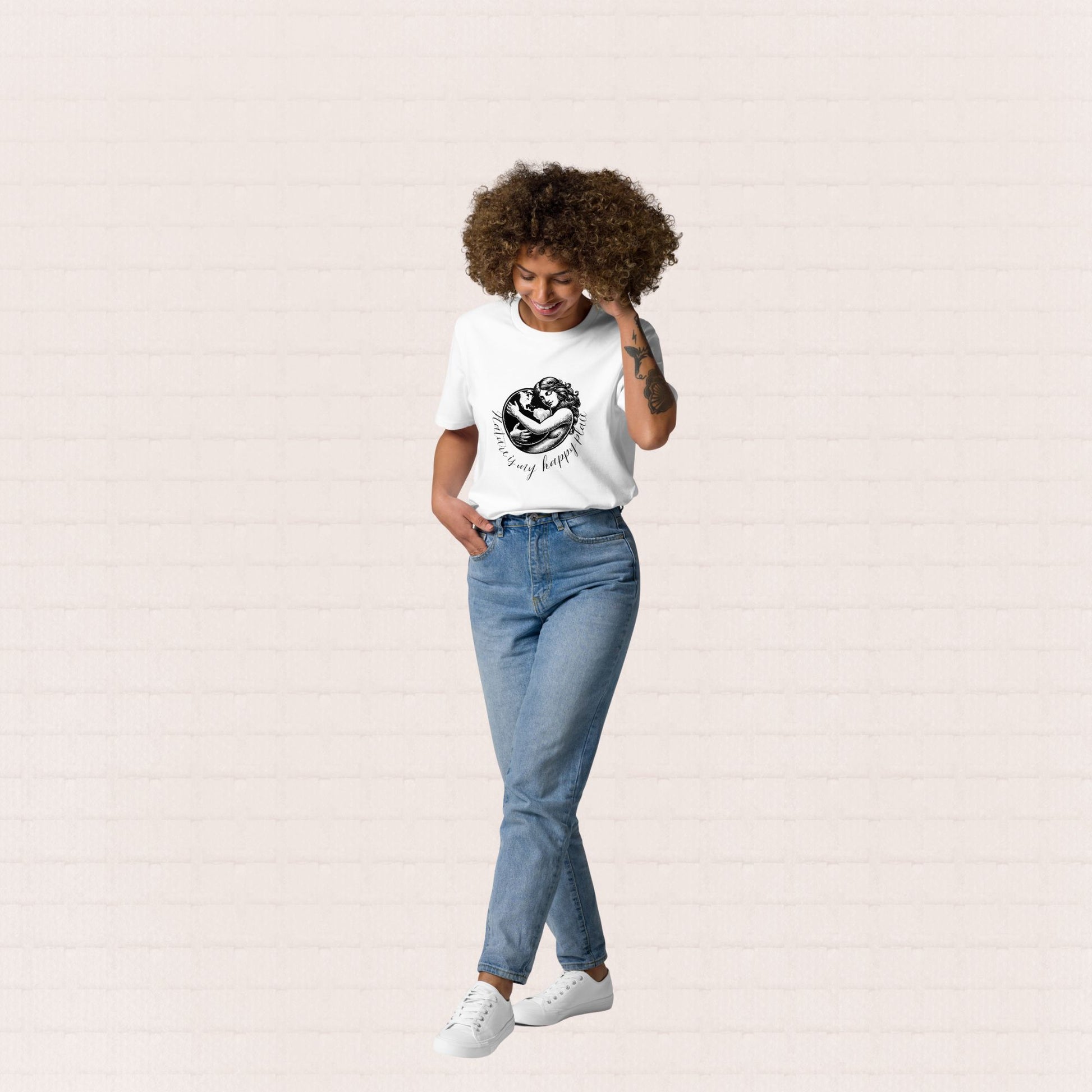 Unisex organic cotton nature inspired t-shirt with mother nature design – sustainable clothing UK