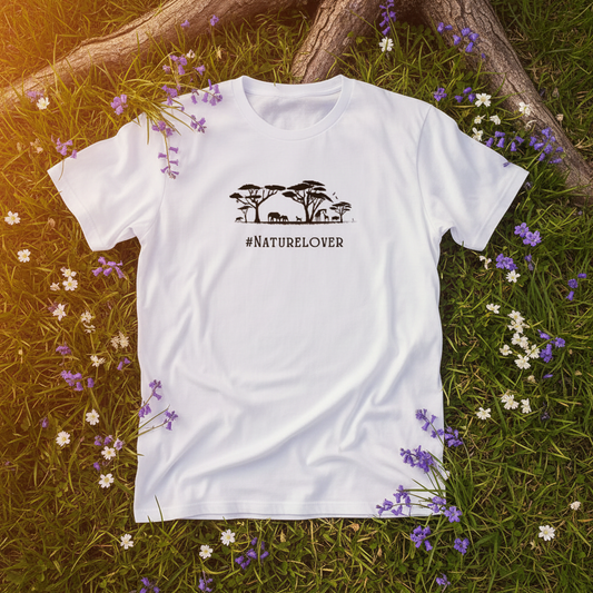 Unisex organic cotton nature t-shirt with nature lover design – sustainable clothing UK