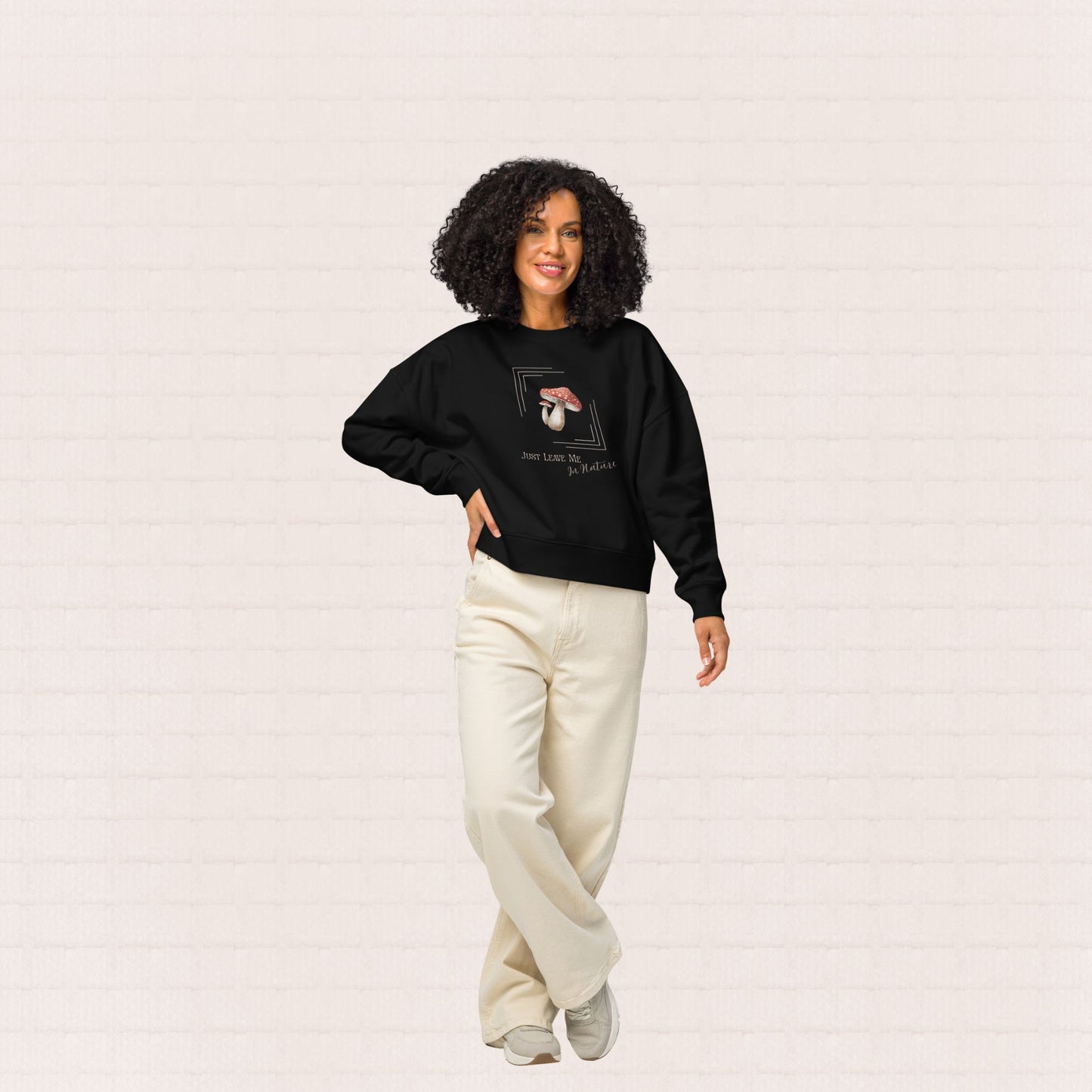 Womens organic cotton nature sweatshirt with mushroom design – UK sustainable clothing