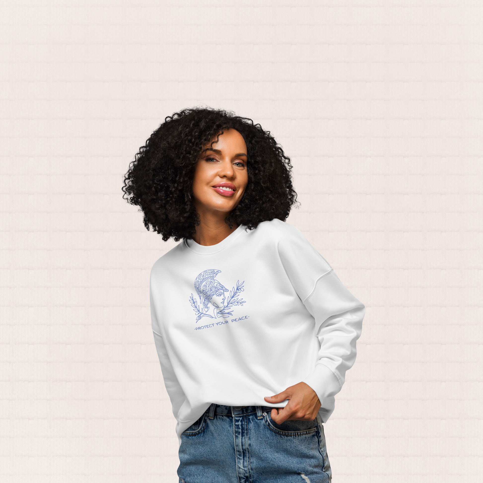 Womens organic cotton nature sweatshirt with grecian nature design – sustainable clothing UK