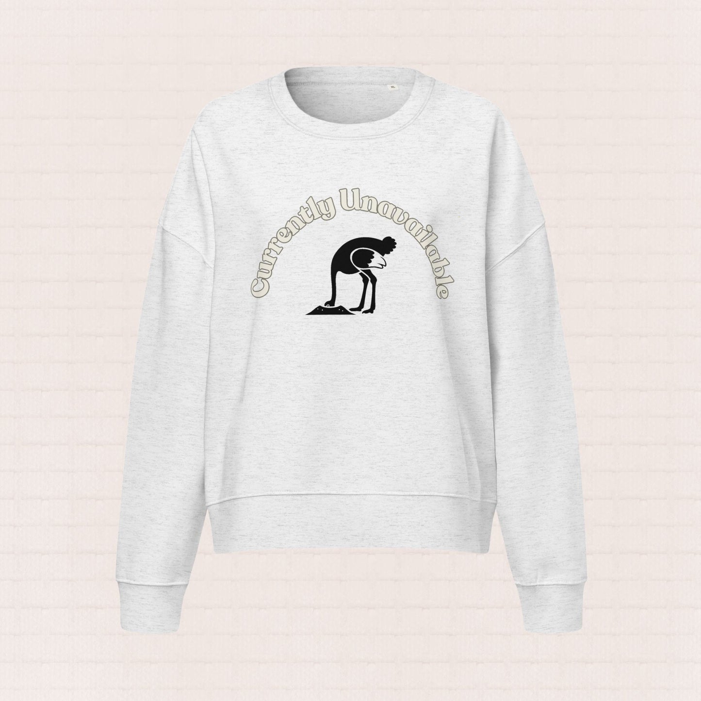 Womens organic cotton wildlife sweatshirt with ostrich design – eco friendly clothing UK