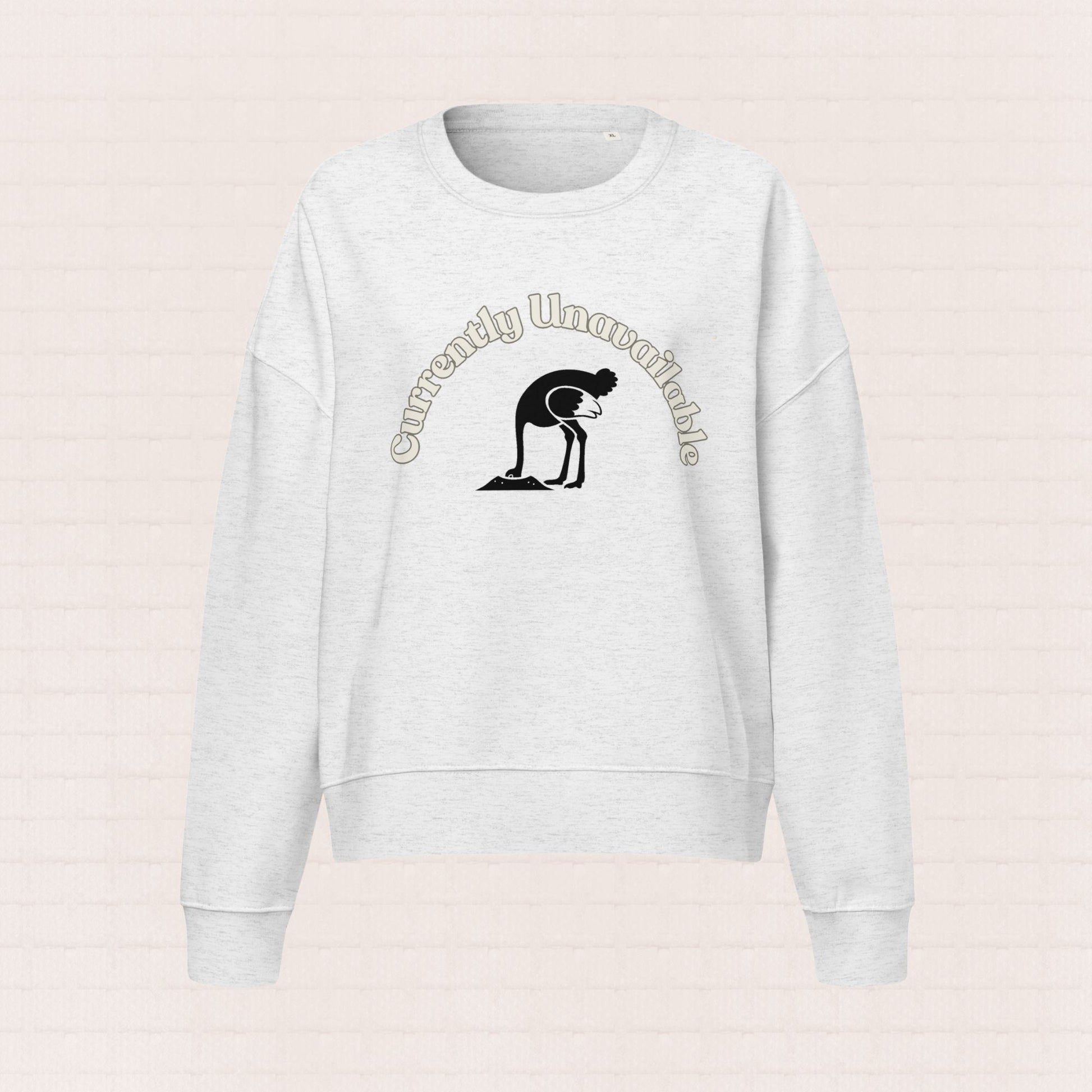 Womens organic cotton wildlife sweatshirt with ostrich design – eco friendly clothing UK