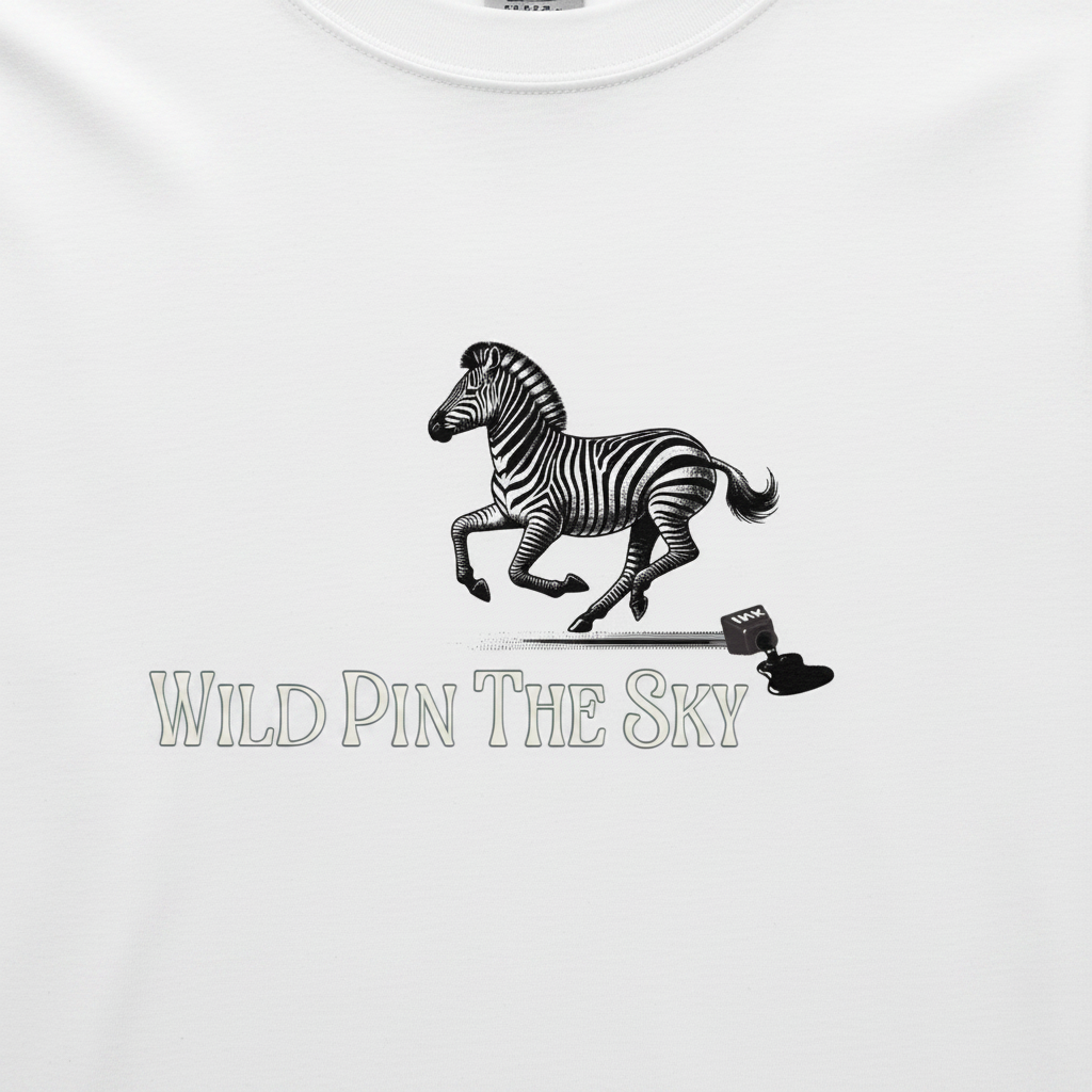 Oversized white organic cotton unisex wildlife t-shirt featuring small  zebra chest graphic