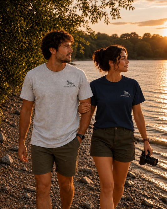Oversized navy organic and grey organic cotton unisex wildlife t-shirt featuring small  zebra chest graphic