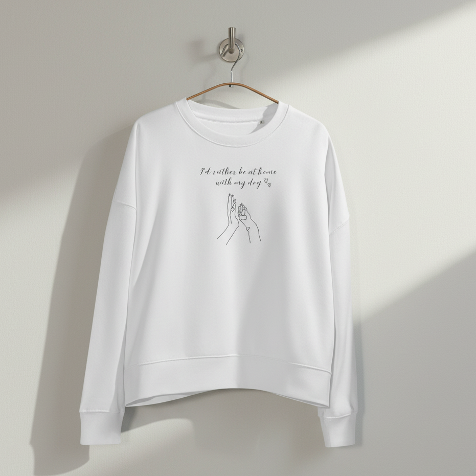 Womens organic cotton nature sweatshirt with dog lover design – sustainable clothing UK