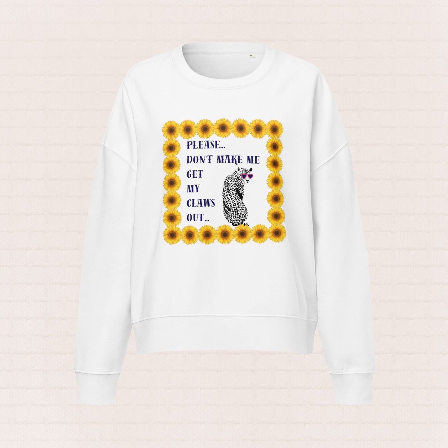 Womens organic cotton wildlife sweatshirt with leopard design – eco friendly clothing UK