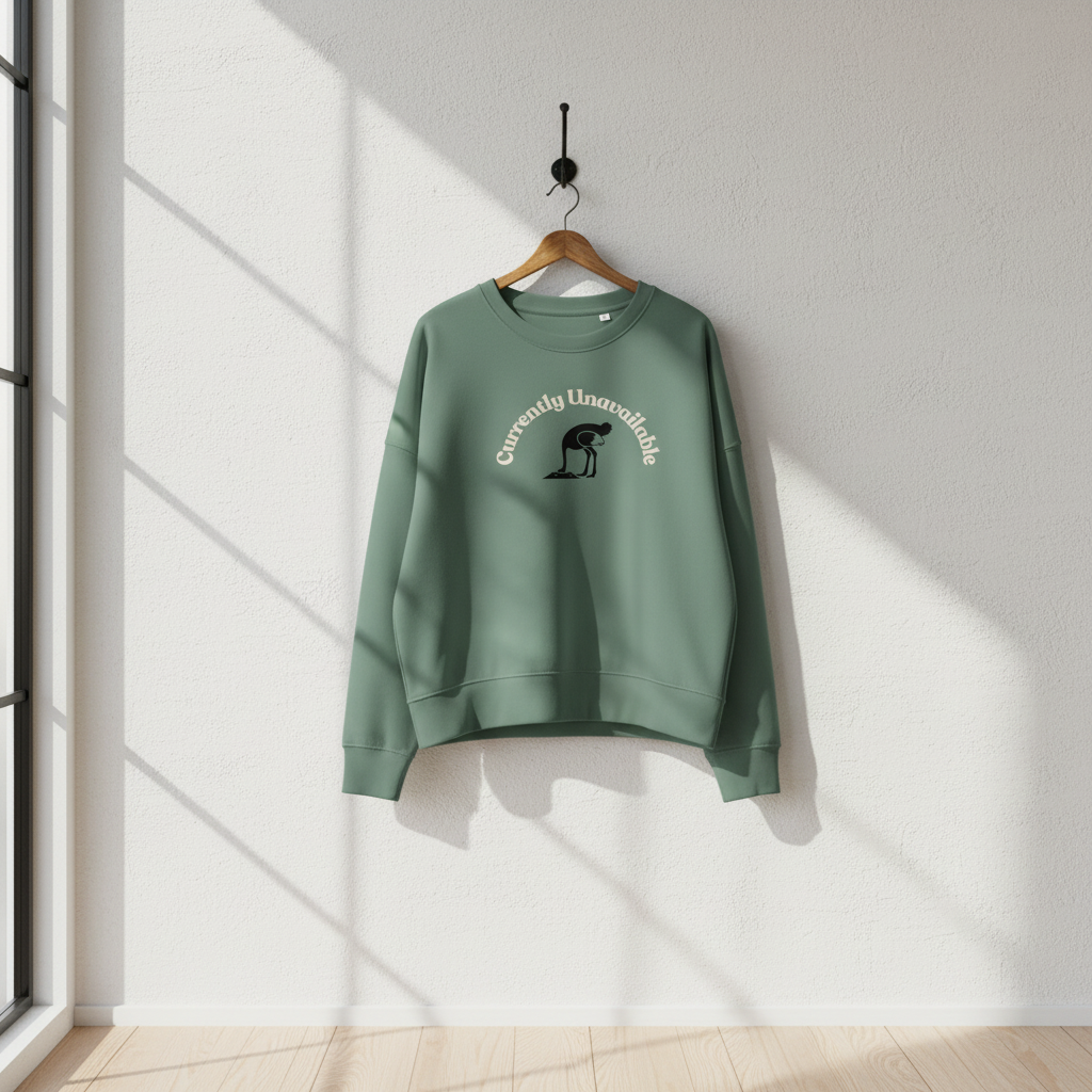 Womens organic cotton wildlife sweatshirt with ostrich design – sustainable clothing UK