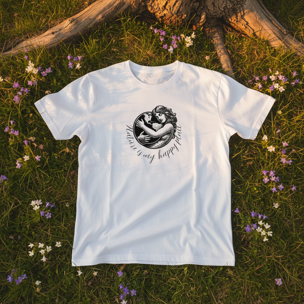 Unisex organic cotton wildlife t-shirt with mother nature design – eco friendly clothing UK