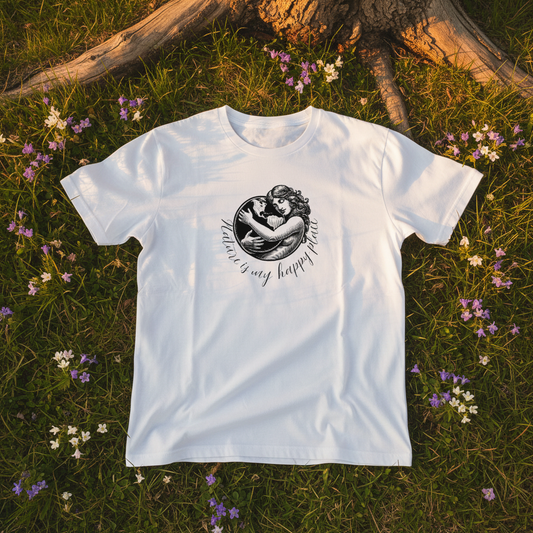 Unisex organic cotton wildlife t-shirt with mother nature design – eco friendly clothing UK