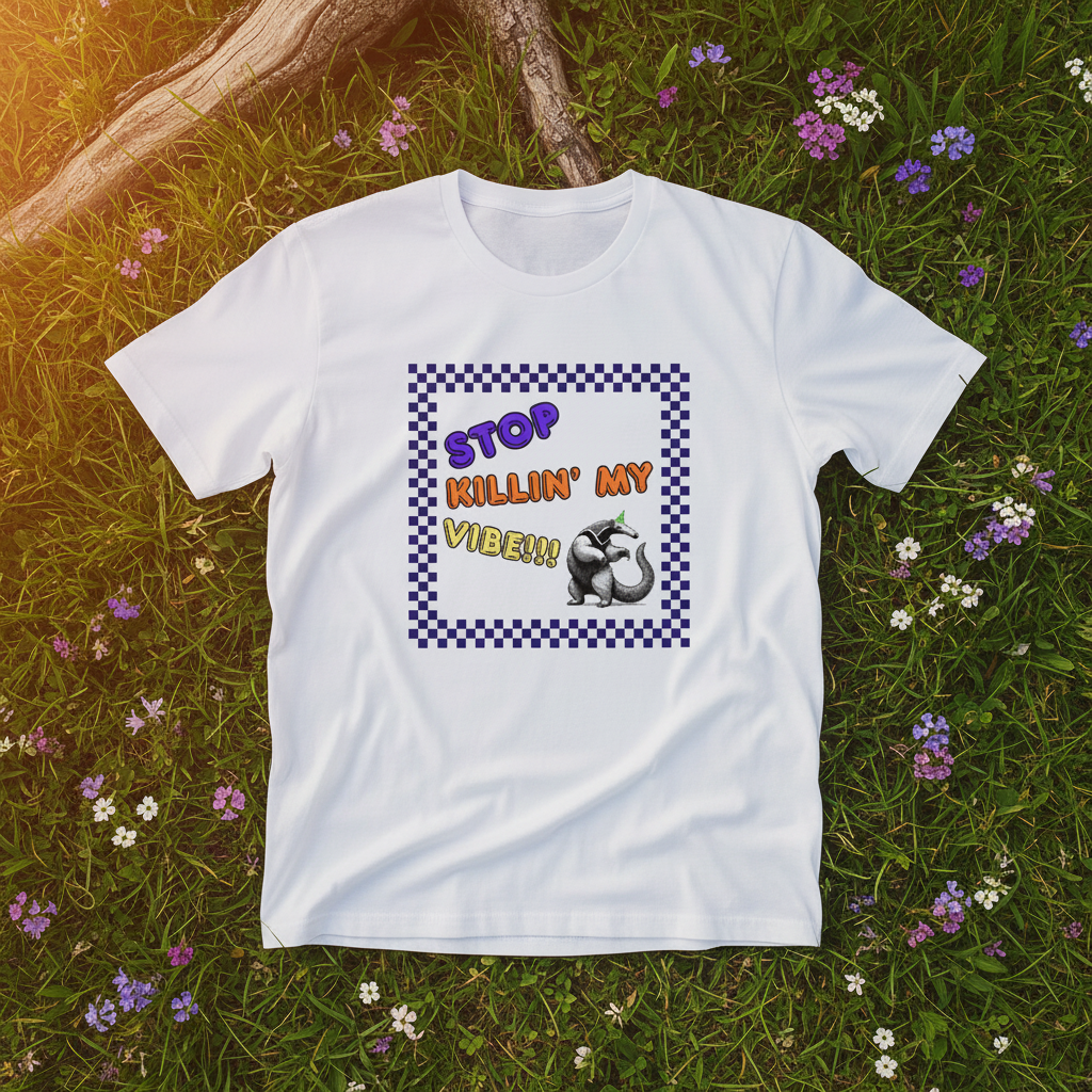 Unisex organic cotton wildlife t-shirt with ardvark design – sustainable unisex clothing UK