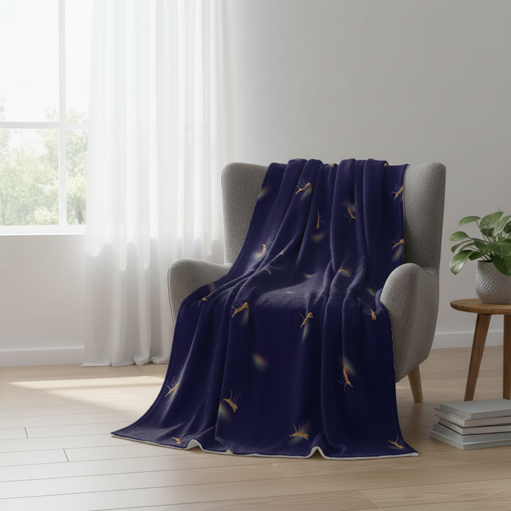 Navy Cheetah Blanket — Square Lifestyle Mockup