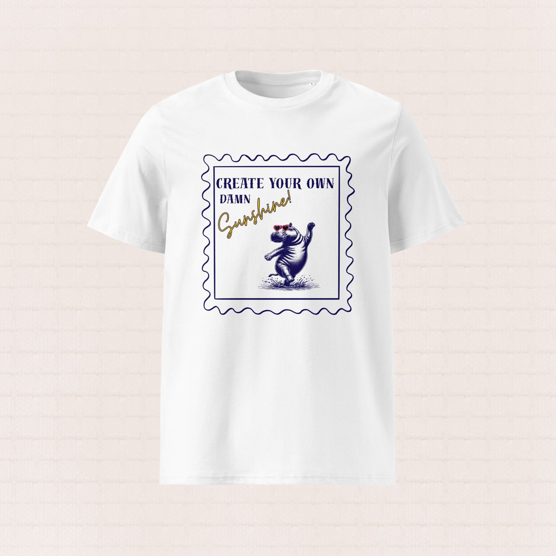 Unisex organic cotton wildlife t-shirt with hippo design – eco friendly clothing UK