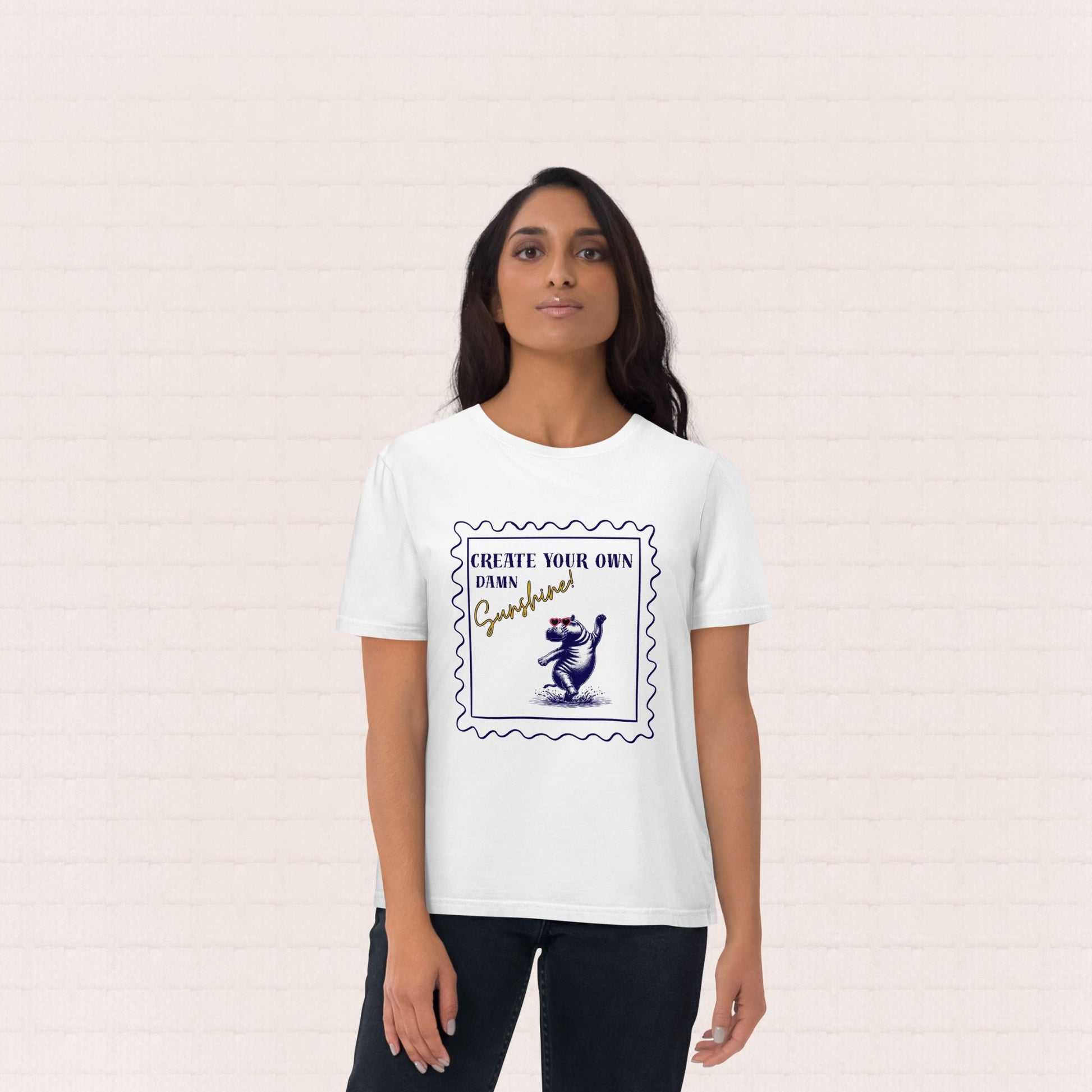 Unisex organic cotton wildlife t-shirt with hippo design – sustainable clothing UK